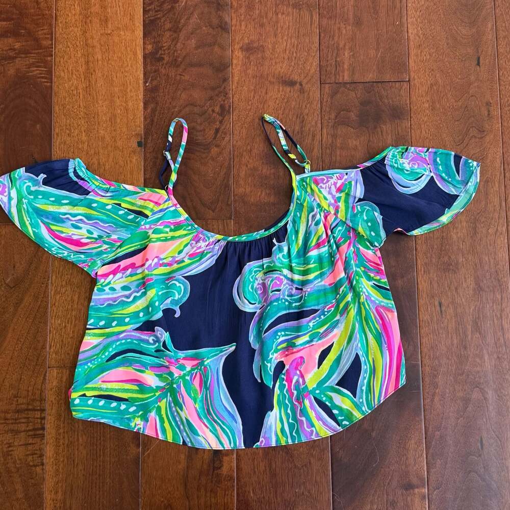 Lilly Pulitzer Don't Leave Me Hanging Cold Shoulder Crop Top Size 2